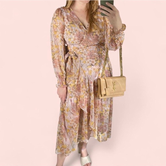 LC Lauren Conrad Dresses & Skirts - LC Lauren Conrad Long Sleeve Floral Dress - Lavender and Yellow